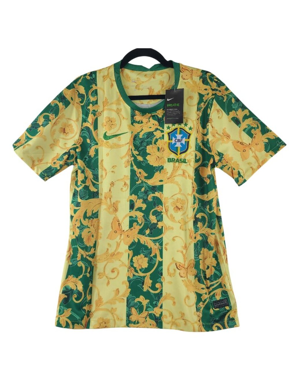 Nike Soccer Jersey Brazil Neymar Jr. #10 Men's Yellow & Green Floral Design Sz M